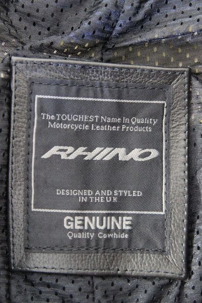 RHINO BLACK COWHIDE LEATHER BIKER TROUSERS SIZE 14: WAIST 30 IN/INSIDE LEG 30 IN