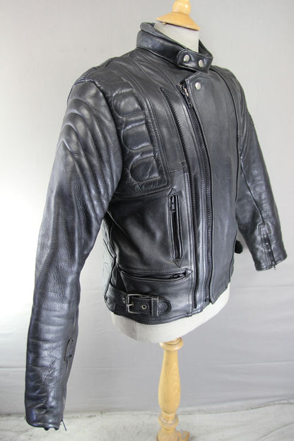AKITO MERCURY PLUS CLASSIC BLACK LEATHER BIKER JACKET 40-42 INCHES