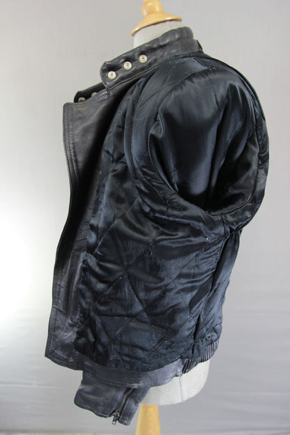 CLASSIC SIDI BLACK LEATHER BIKER JACKET 38-40 INCH