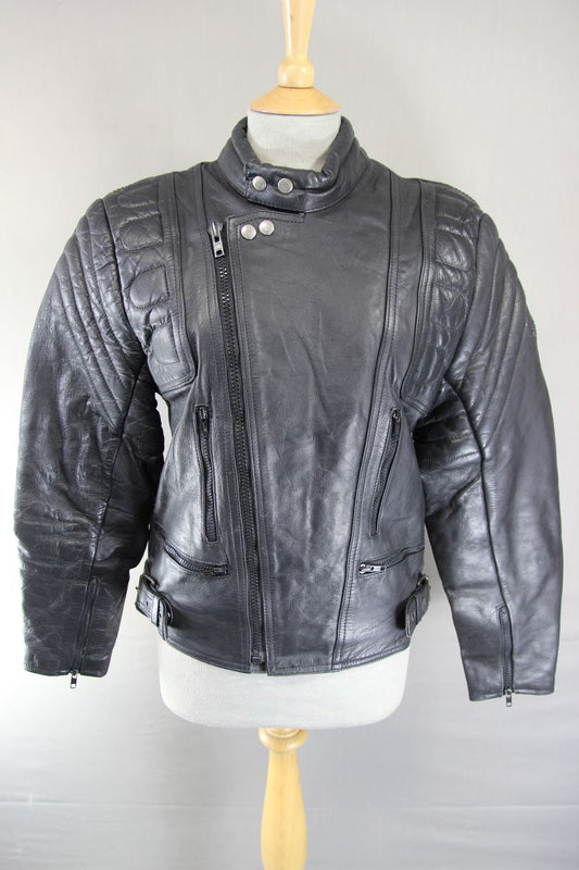 CLASSIC KAYATSU BLACK LEATHER BIKER JACKET 36 INCH CHEST/SMALL