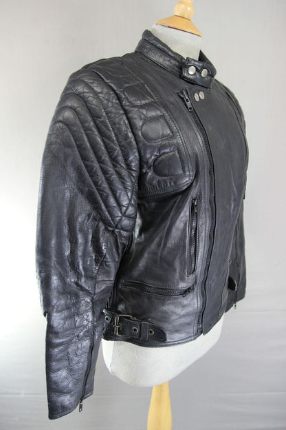 CLASSIC KAYATSU BLACK LEATHER BIKER JACKET 36 INCH CHEST/SMALL