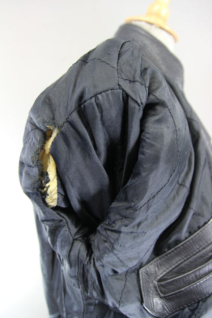 VINTAGE CLASSIC BLACK LEATHER BIKER JACKET 36 INCH CHEST/SMALL