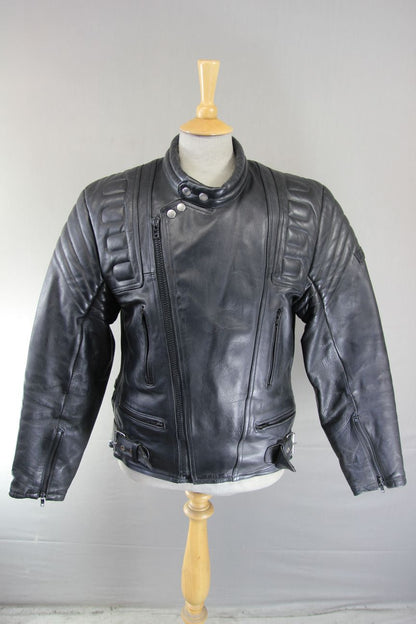 APACHE LEATHERS CLASSIC BLACK BIKER JACKET 40 INCH CHEST/MEDIUM