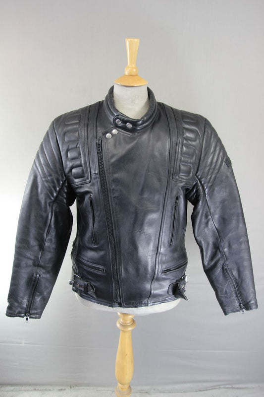 APACHE LEATHERS CLASSIC BLACK BIKER JACKET 40 INCH CHEST/MEDIUM