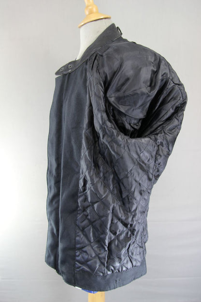 PROTO BLACK, BLUE & WHITE LEATHER BIKER JACKET 42 INCH CHEST/LARGE