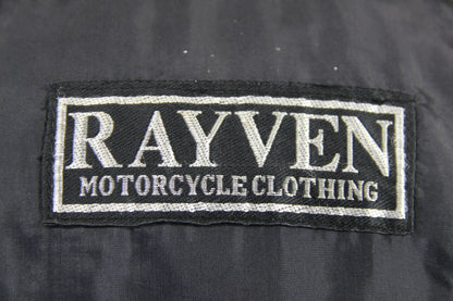RAYVEN BLACK, RED, GREY & WHITE LEATHER BIKER JACKET 42-44 INCH CHEST/LARGE