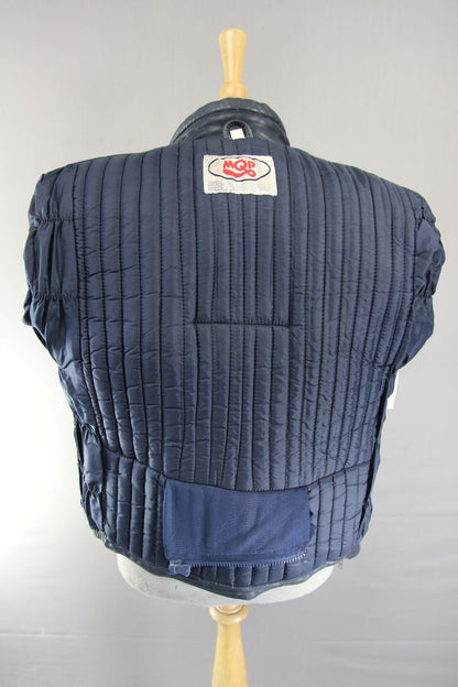 CLASSIC VINTAGE 1980's DARK & LIGHT GREY MQP LEATHER BIKER JACKET 38-40 INCH