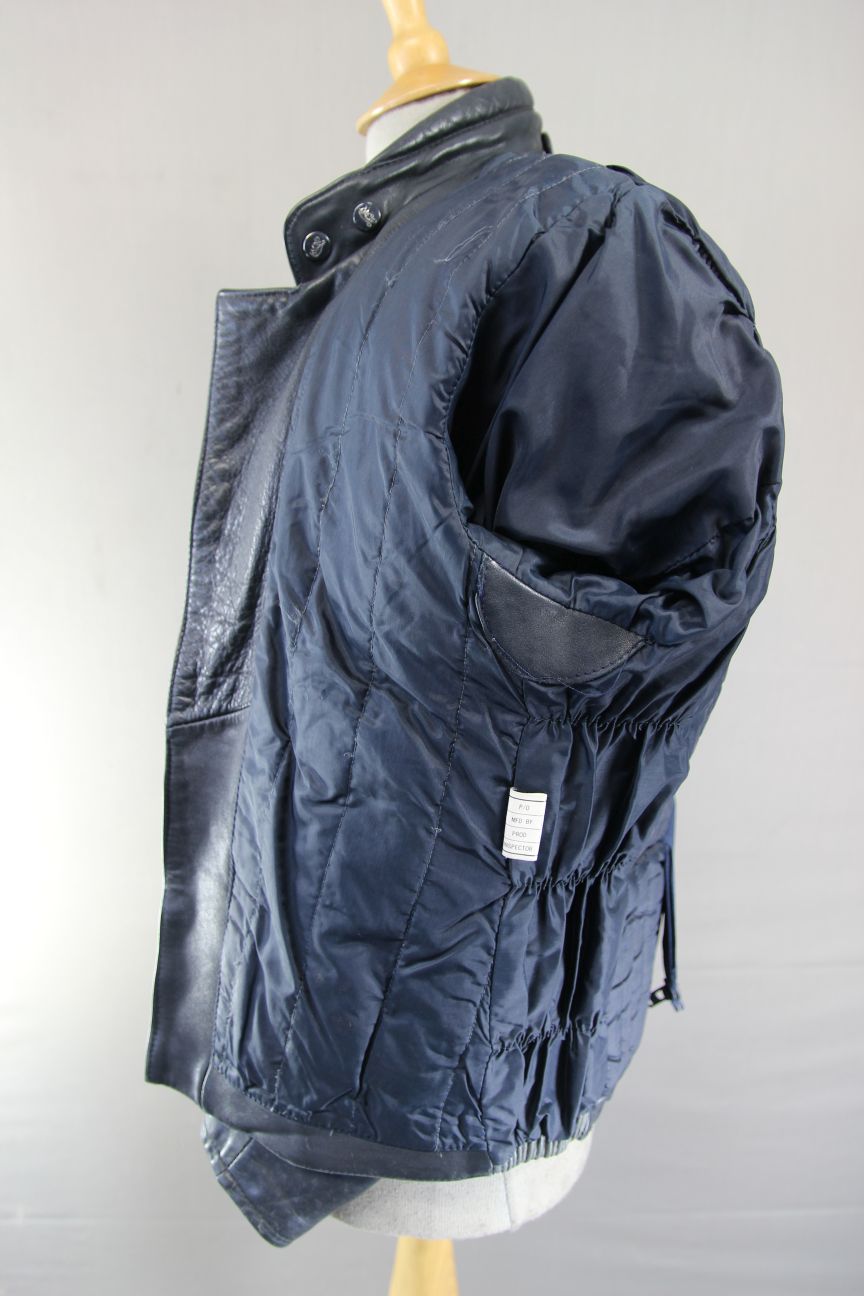 CLASSIC VINTAGE 1980's DARK & LIGHT GREY MQP LEATHER BIKER JACKET 38-40 INCH