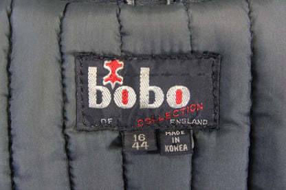 VINTAGE 70s-80s DARK & LIGHT GREY BOBO COLLECTION LEATHER BIKER JACKET: SIZE 16