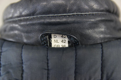LADIES CLASSIC VINTAGE 1980's DARK & LIGHT GREY MQP LEATHER BIKER JACKET 36 INCH