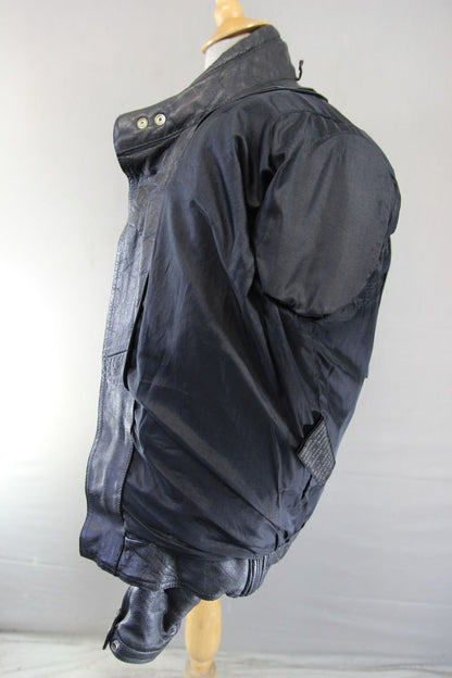 DYNAMIC LEATHER BLACK COWHIDE BIKER JACKET WITH REMOVABLE KNOX CE ARMOUR 42 INCH