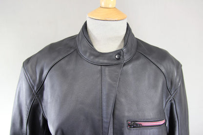 HEIN GERICKE STREETLINE BLACK LEATHER & SUEDE BIKER JACKET + CE ARMOUR: SIZE 16