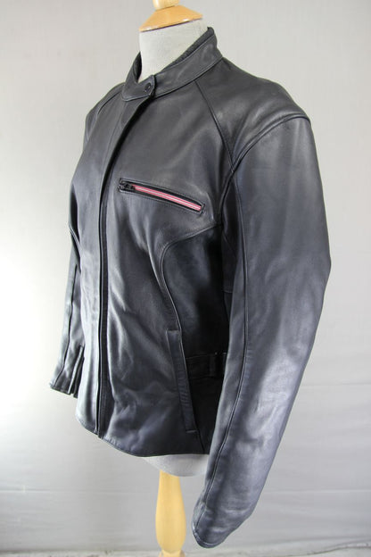 HEIN GERICKE STREETLINE BLACK LEATHER & SUEDE BIKER JACKET + CE ARMOUR: SIZE 16