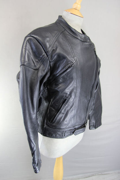 LADIES CLASSIC BLACK LEATHER BIKER JACKET SIZE 14/36-38 INCH CHEST