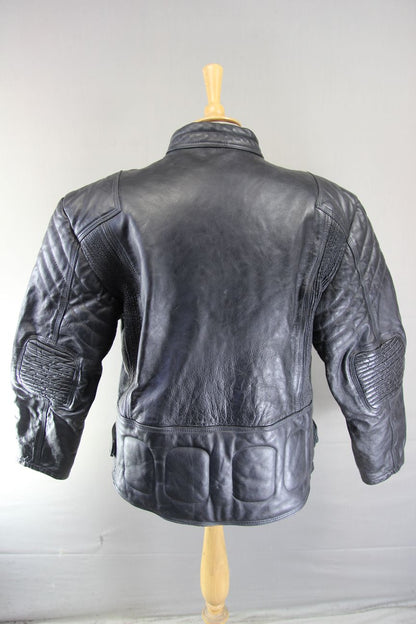 CLASSIC AKASO BLACK LEATHER BIKER JACKET 44-46 INCH/EXTRA LARGE