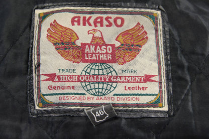 CLASSIC AKASO BLACK LEATHER BIKER JACKET 44-46 INCH/EXTRA LARGE