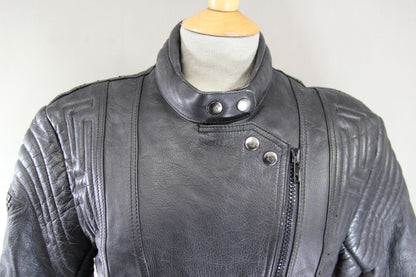 CLASSIC AKITO T-FORCE BLACK LEATHER BIKER JACKET: SIZE 14/36 -38 INCH CHEST