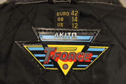 CLASSIC AKITO T-FORCE BLACK LEATHER BIKER JACKET: SIZE 14/36 -38 INCH CHEST