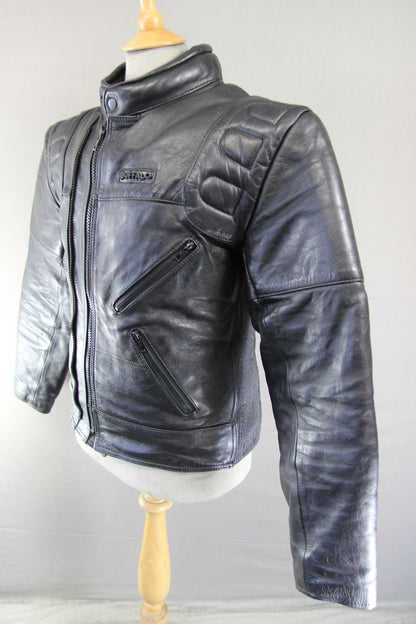 BUFFALO CLASSIC BLACK LEATHER THINSULATE 3MM LINED BIKER JACKET 36-38 INCH