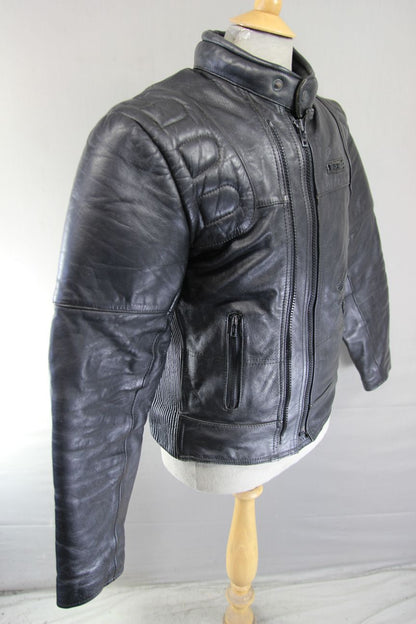 BUFFALO CLASSIC BLACK LEATHER THINSULATE 3MM LINED BIKER JACKET 36-38 INCH