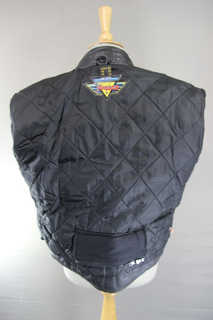 CLASSIC AKITO T-FORCE BLACK LEATHER BIKER JACKET: SIZE 14/36 -38 INCH CHEST