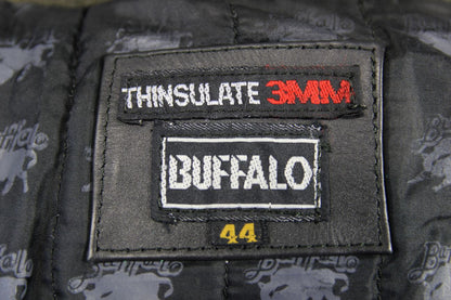 BUFFALO CLASSIC BLACK LEATHER THINSULATE 3MM LINED BIKER JACKET 36-38 INCH