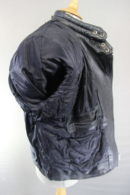 BLL CLASSIC BLACK COWHIDE LEATHER BIKER JACKET 42 INCH/LARGE