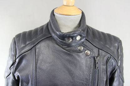 LADIES JT'S BLACK COWHIDE LEATHER THINSULATE 3M LINED BIKER JACKET 36-38 IN/MED