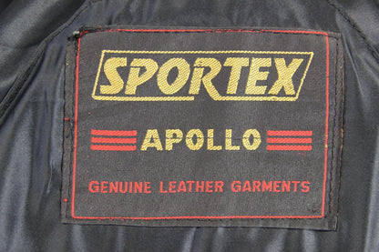 CLASSIC SPORTEX APOLLO BLACK LEATHER BIKER JACKET WITH BACK PROTECTOR: SIZE 14
