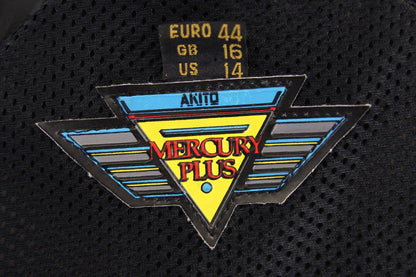 AKITO MERCURY PLUS BLACK LEATHER BIKER JACKET WITH BACK PROTECTOR: SIZE 16