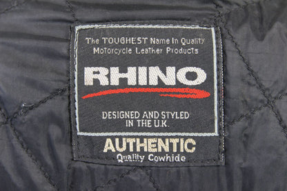 RHINO BRITISH DESIGNED LADIES CLASSIC BLACK COWHIDE LEATHER BIKER JACKET SIZE 14