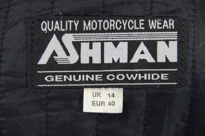 ASHMAN CLASSIC BLACK COWHIDE LEATHER BIKER JACKET 36-38 INCH CHEST/SIZE 14
