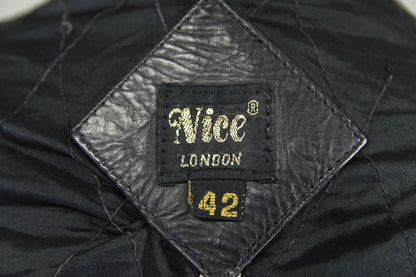 VINTAGE 1970's/1980's NICE BLACK & GREY COWHIDE LEATHER BIKER JACKET 40-42 INCH