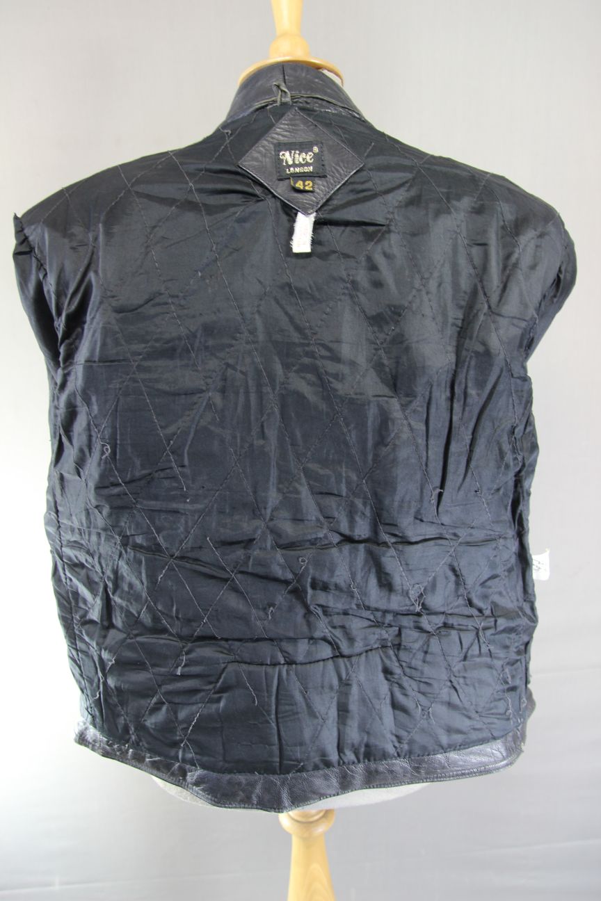 VINTAGE 1970's/1980's NICE BLACK & GREY COWHIDE LEATHER BIKER JACKET 40-42 INCH