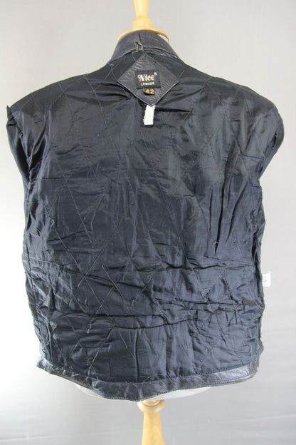 VINTAGE 1970's/1980's NICE BLACK & GREY COWHIDE LEATHER BIKER JACKET 40-42 INCH