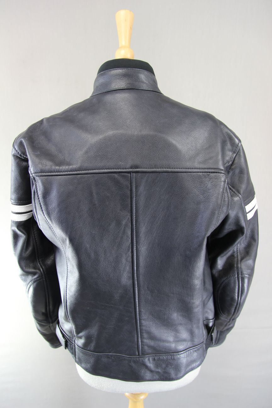 PRO FIRST LADIES BLACK & WHITE LEATHER BIKER JACKET WITH CE ARMOUR 38-40 INCH/XL