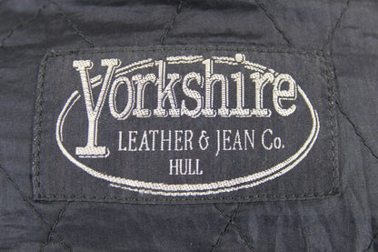 CLASSIC YORKSHIRE LEATHER & JEAN CO BLACK COTTON LINED BIKER JACKET 42 INCH