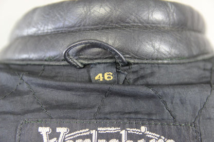 CLASSIC YORKSHIRE LEATHER & JEAN CO BLACK COTTON LINED BIKER JACKET 42 INCH
