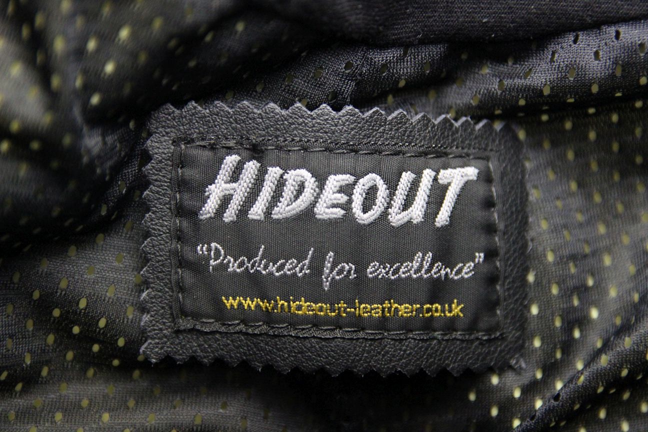 HIDEOUT BLACK LEATHER BIKER TROUSERS WITH HIP & KNEE CE ARMOUR: WAIST 28/LEG 29"