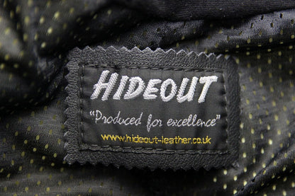 HIDEOUT BLACK LEATHER BIKER TROUSERS WITH HIP & KNEE CE ARMOUR: WAIST 28/LEG 29"