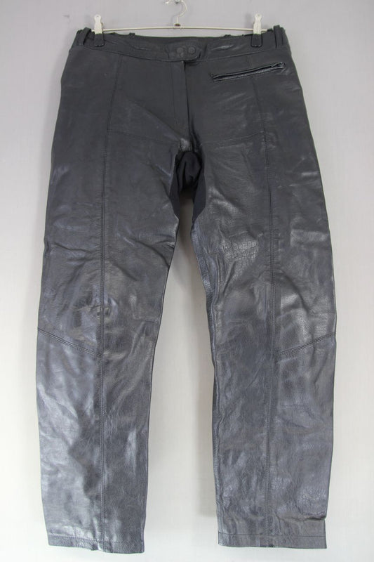 LEWIS 'LADY' BLACK LEATHER BIKER TROUSERS + CE ARMOUR: SIZE 14 WAIST 36"/LEG 31"