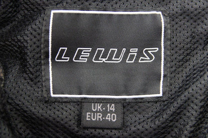 LEWIS 'LADY' BLACK LEATHER BIKER TROUSERS + CE ARMOUR: SIZE 14 WAIST 36"/LEG 31"