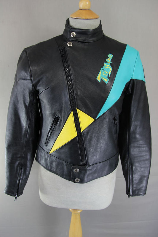 MOTO LINE DIFI BODYGUARD SOFTLINE LEATHER BIKER JACKET WITH PROTECTORS: SIZE 10