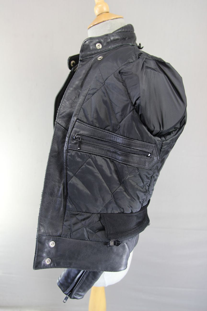 MOTO LINE DIFI BODYGUARD SOFTLINE LEATHER BIKER JACKET WITH PROTECTORS: SIZE 10