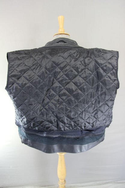 RK BLACK, RED & SILVER LEATHER BIKER JACKET WITH CE ARMOUR & THERMAL LINING 46IN