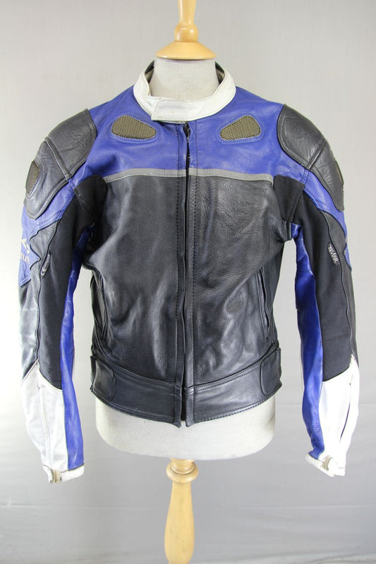 EURO STYLE LEATHER BIKER JACKET WITH BACK, SHOULDER & ELBOW CE ARMOUR 40 INCH