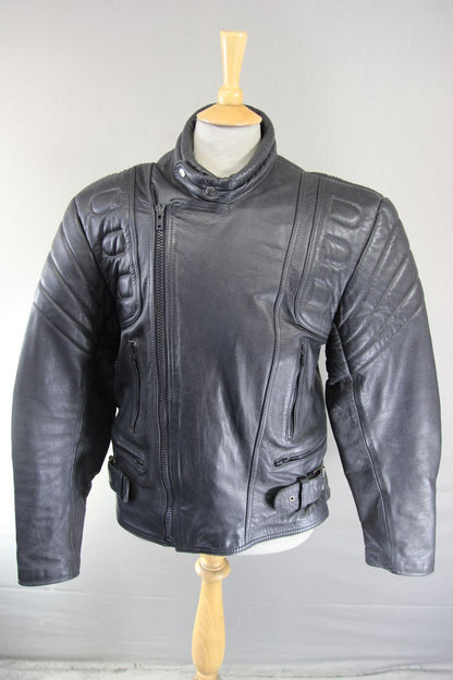 CLASSIC BLACK LEATHER BIKER JACKET 40-42 INCH CHEST