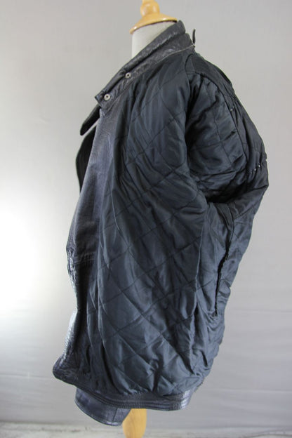 CLASSIC BLACK LEATHER BIKER JACKET 40-42 INCH CHEST