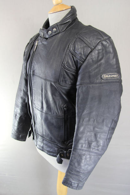 VINTAGE FIELDSHEER CLASSIC BLACK LEATHER BIKER JACKET 36-38 INCH CHEST