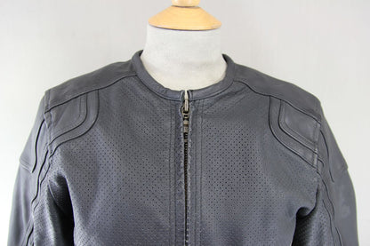 FRANK THOMAS LADY RIDER LEATHER BIKER JACKET + CE ARMOUR/THERMAL LINING: SIZE 10
